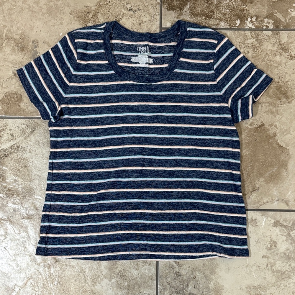 Universal Thread Navy and Cream Striped Tee
